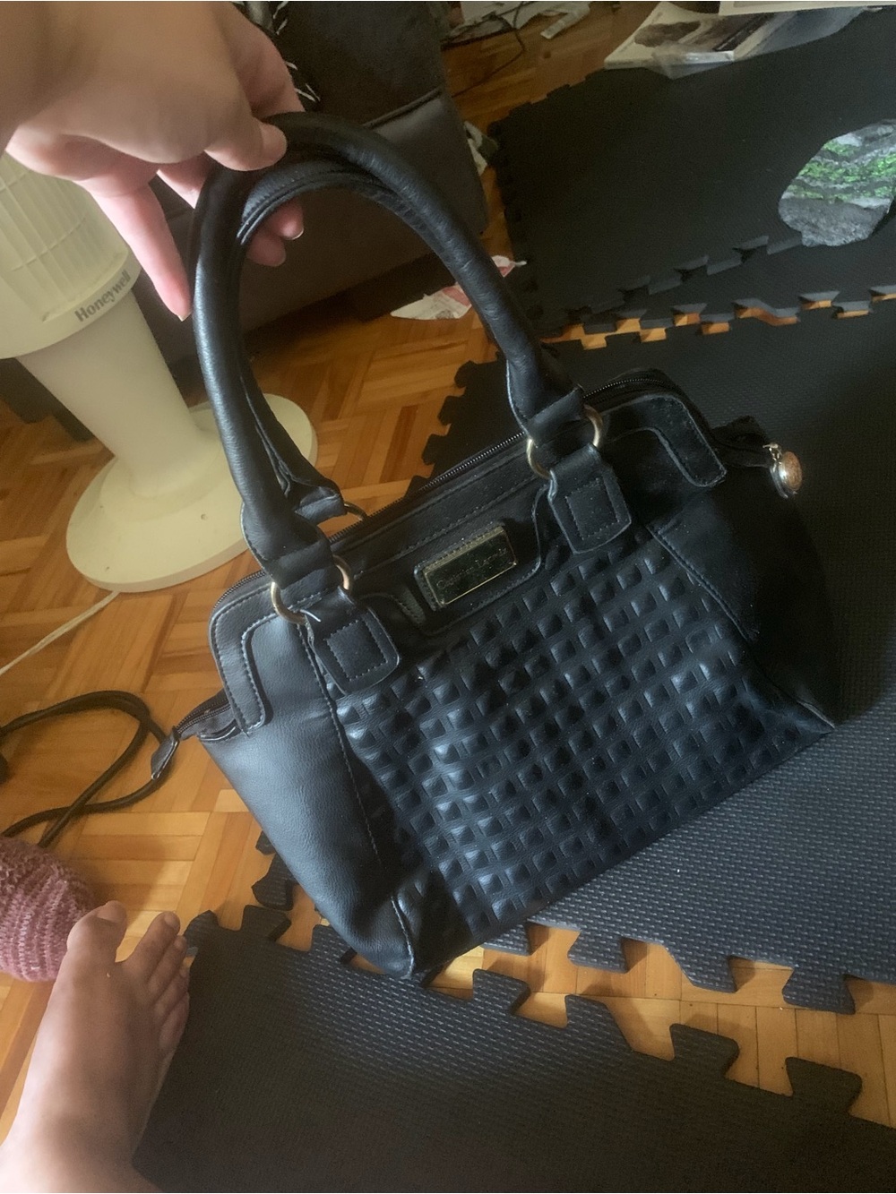 Christian Lacroix Black Quilted Satchel Handbag